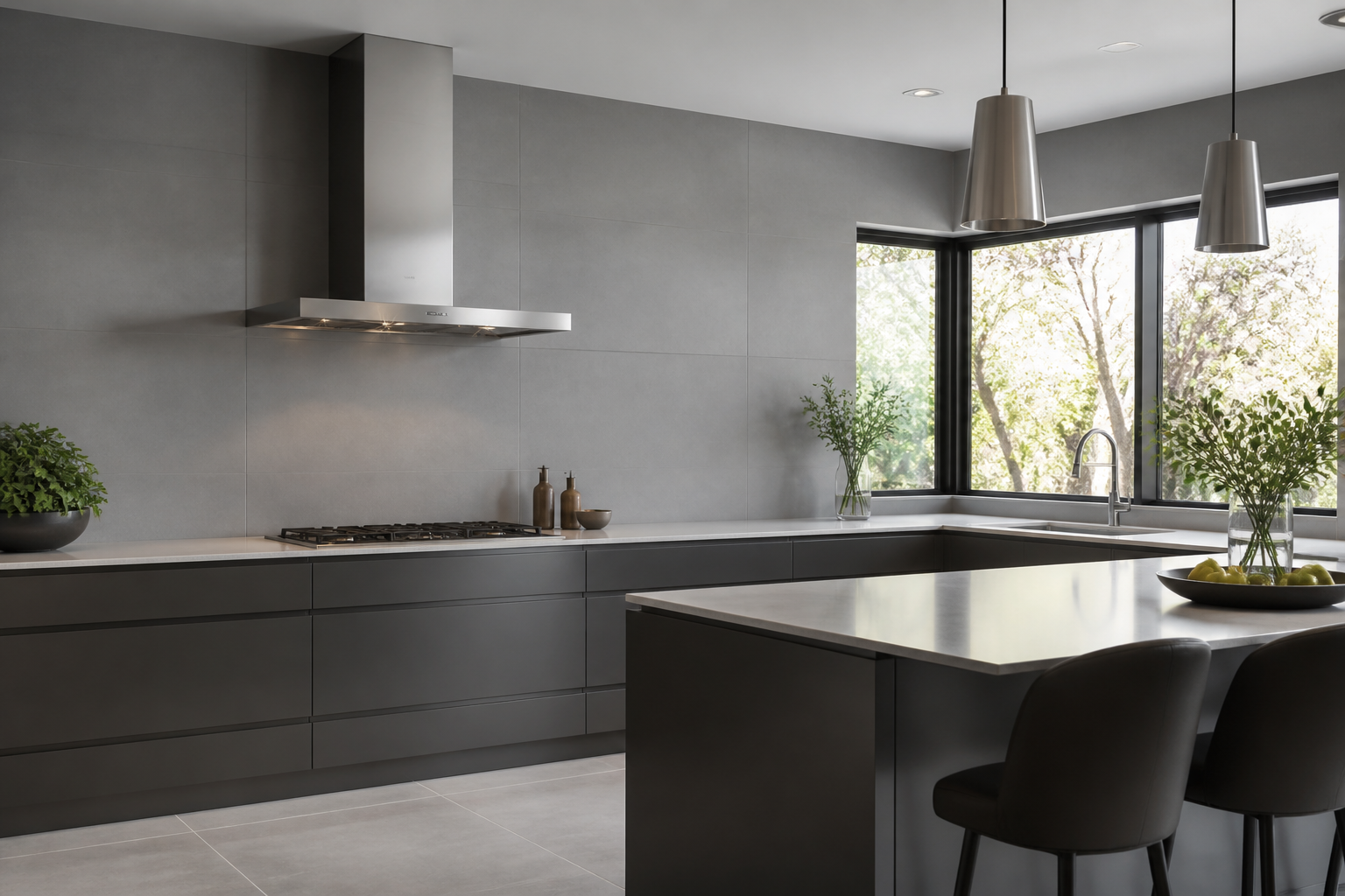 11 Large-Format Grey Backsplash Tile Ideas for Minimalist Kitchens That Wow