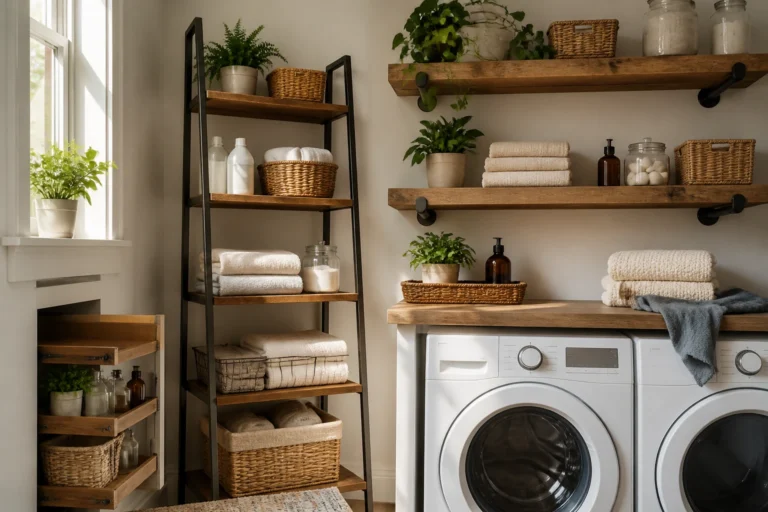 11 Stylish Wooden Shelf Ideas for a Cozy Laundry Room: Chic & Practical
